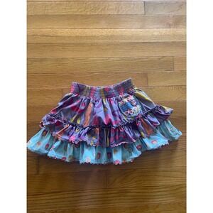 Matilda Jane Character Counts Girls Tiered Ruffle Skirt Size 2 Purple Blue Print